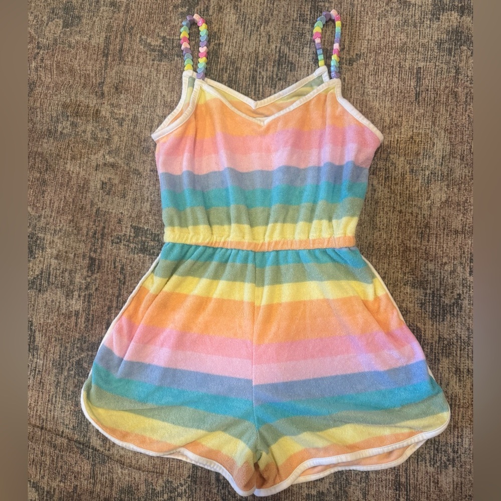 Lola and The Boys Rainbow Candy Bead Striped Romper